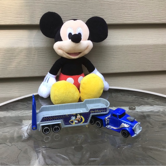 Disney Mickey Mouse Plush with Vintage 1999 Hot Wheels Toy Truck - Picture 1 of 13